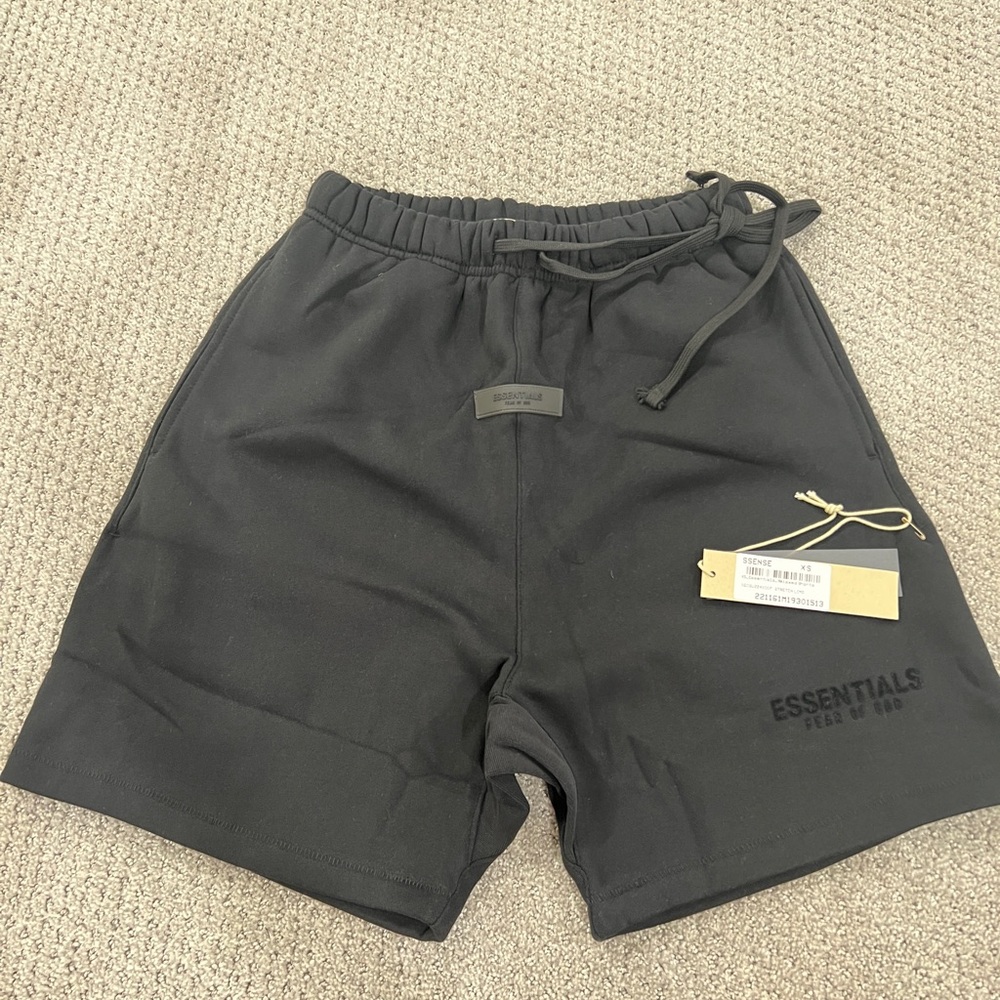 Essentials Black Athletic Shorts with Elastic Waistband